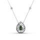 1 - Viola Iris 0.59 ctw Pear Cut Lab Created Alexandrite and Baguette Diamond Milgrain Halo Pendant Necklace with Diamond Stations 