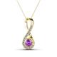 1 - Mandana 5.00 mm Round Amethyst and Diamond Vertical Infinity Pendant Necklace 