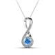 1 - Mandana 5.00 mm Round Blue Topaz and Diamond Vertical Infinity Pendant Necklace 