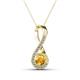 1 - Mandana 5.00 mm Round Citrine and Diamond Vertical Infinity Pendant Necklace 