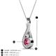 3 - Mandana 5.00 mm Round Pink Tourmaline and Diamond Vertical Infinity Pendant Necklace 