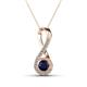 1 - Mandana 5.00 mm Round Blue Sapphire and Diamond Vertical Infinity Pendant Necklace 