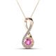 1 - Mandana 5.00 mm Round Lab Created Pink Sapphire and Diamond Vertical Infinity Pendant Necklace 