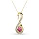1 - Mandana 5.00 mm Round Pink Tourmaline and Diamond Vertical Infinity Pendant Necklace 