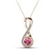 1 - Mandana 5.00 mm Round Pink Tourmaline and Diamond Vertical Infinity Pendant Necklace 