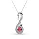 1 - Mandana 5.00 mm Round Rhodolite Garnet and Diamond Vertical Infinity Pendant Necklace 