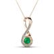 1 - Mandana 5.00 mm Round Emerald and Diamond Vertical Infinity Pendant Necklace 
