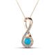 1 - Mandana 5.00 mm Round Turquoise and Diamond Vertical Infinity Pendant Necklace 