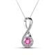 1 - Mandana 5.00 mm Round Lab Created Pink Sapphire and Diamond Vertical Infinity Pendant Necklace 