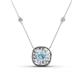 1 - Blossom Iris Princess Cut Aquamarine and Baguette Diamond Milgrain Halo Pendant Necklace with Diamond Stations 