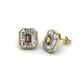 1 - Pamela Iris Emerald Cut Smoky Quartz and Baguette Diamond Milgrain Halo Stud Earrings 