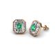 1 - Pamela Iris Emerald Cut Emerald and Baguette Diamond Milgrain Halo Stud Earrings 