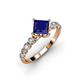 3 - Alicia Diamond and Princess Cut Lab Created Blue Sapphire Engagement Ring 