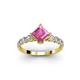 2 - Alicia Diamond and Princess Cut Lab Created Pink Sapphire Engagement Ring 
