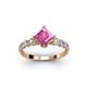 2 - Alicia Diamond and Princess Cut Lab Created Pink Sapphire Engagement Ring 