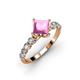 3 - Alicia Diamond and Princess Cut Lab Created Pink Sapphire Engagement Ring 