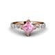1 - Alicia Princess Cut Pink Tourmaline and Diamond Engagement Ring 