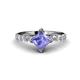1 - Alicia Princess Cut Tanzanite and Diamond Engagement Ring 