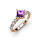 3 - Alicia Princess Cut Amethyst and Diamond Engagement Ring 