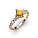 3 - Alicia Princess Cut Citrine and Diamond Engagement Ring 