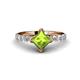 1 - Alicia Princess Cut Peridot and Diamond Engagement Ring 