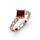 3 - Alicia Princess Cut Red Garnet and Diamond Engagement Ring 