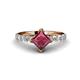 1 - Alicia Princess Cut Rhodolite Garnet and Diamond Engagement Ring 