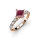 3 - Alicia Princess Cut Rhodolite Garnet and Diamond Engagement Ring 