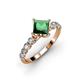 3 - Alicia Diamond and Princess Cut Lab Created Emerald Engagement Ring 