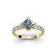 2 - Alicia Princess Cut Aquamarine and Diamond Engagement Ring 