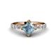 1 - Alicia Princess Cut Aquamarine and Diamond Engagement Ring 