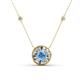 1 - Lillac Iris 0.50 ctw Round Blue Topaz and Baguette Diamond Milgrain Halo Pendant Necklace with Diamond Stations 