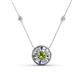 1 - Lillac Iris 0.50 ctw Round Peridot and Baguette Diamond Milgrain Halo Pendant Necklace with Diamond Stations 
