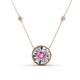 1 - Lillac Iris 0.50 ctw Round Pink Sapphire and Baguette Diamond Milgrain Halo Pendant Necklace with Diamond Stations 