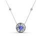 1 - Lillac Iris 0.50 ctw Round Tanzanite and Baguette Diamond Milgrain Halo Pendant Necklace with Diamond Stations 