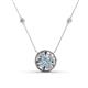 1 - Lillac Iris 0.50 ctw Round Aquamarine and Baguette Diamond Milgrain Halo Pendant Necklace with Diamond Stations 