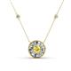 1 - Lillac Iris 0.50 ctw Round Yellow Sapphire and Baguette Diamond Milgrain Halo Pendant Necklace with Diamond Stations 