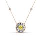 1 - Lillac Iris 0.50 ctw Round Yellow Sapphire and Baguette Diamond Milgrain Halo Pendant Necklace with Diamond Stations 