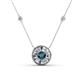 1 - Lillac Iris 0.50 ctw Round Blue Diamond and Baguette White Diamond Milgrain Halo Pendant Necklace with Diamond Stations 