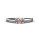 1 - Louisa 6x4 mm Oval Cut Morganite and Diamond Trellis Three Stone Engagement Ring 