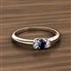 2 - Louisa 6x4 mm Oval Cut Blue Sapphire and Diamond Trellis Three Stone Engagement Ring 