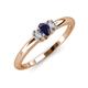 3 - Louisa 6x4 mm Oval Cut Blue Sapphire and Diamond Trellis Three Stone Engagement Ring 