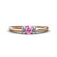 1 - Louisa 6x4 mm Oval Cut Pink Sapphire and Diamond Trellis Three Stone Engagement Ring 