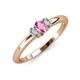 3 - Louisa 6x4 mm Oval Cut Pink Sapphire and Diamond Trellis Three Stone Engagement Ring 