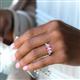 6 - Louisa 6x4 mm Oval Cut Pink Sapphire and Diamond Trellis Three Stone Engagement Ring 