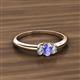 2 - Louisa 6x4 mm Oval Cut Tanzanite and Diamond Trellis Three Stone Engagement Ring 