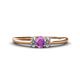 1 - Louisa 6x4 mm Oval Cut Amethyst and Diamond Trellis Three Stone Engagement Ring 