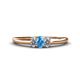 1 - Louisa 6x4 mm Oval Cut Blue Topaz and Diamond Trellis Three Stone Engagement Ring 