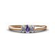 1 - Louisa 6x4 mm Oval Cut Iolite and Diamond Trellis Three Stone Engagement Ring 