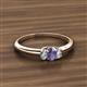 2 - Louisa 6x4 mm Oval Cut Iolite and Diamond Trellis Three Stone Engagement Ring 